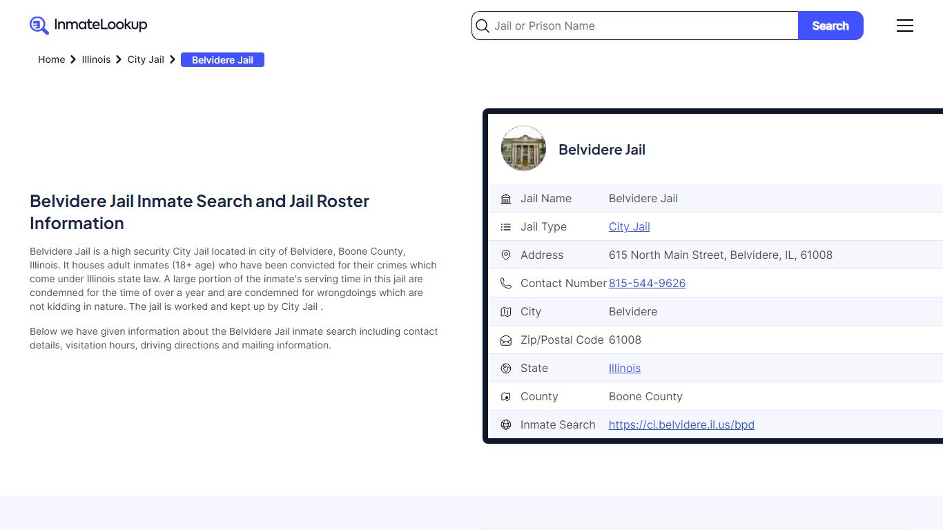 Belvidere Jail Inmate Search - Belvidere Illinois - Inmate Lookup